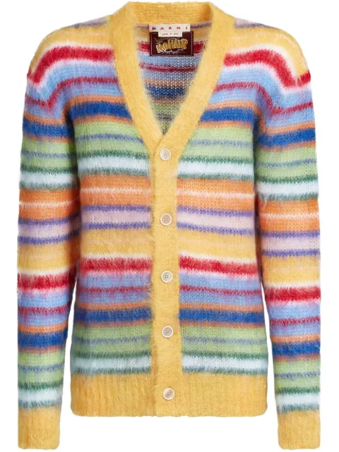 Marni striped buttoned-up cardigan Yellow CDMG0051Q0UFU107