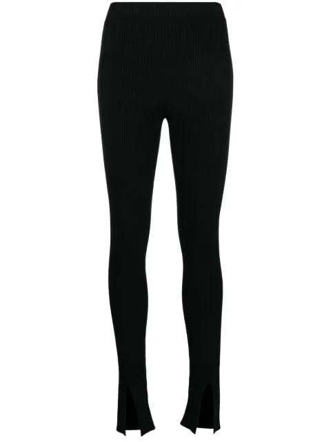 AERON front-slit ribbed leggings Black AW23CRPA201436001