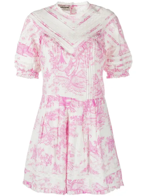 Zadig&Voltaire graphic-print puff-sleeve dress White WWDR01211
