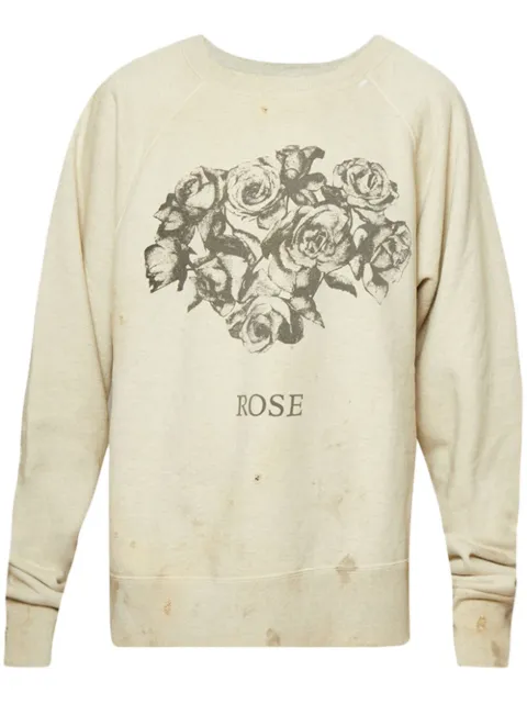 SAINT MXXXXXX Rose-print crew-neck sweatshirt Neutrals SMS230000042