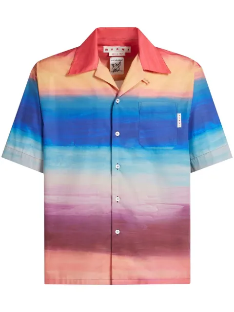 Marni painterly-print cotton shirt Blue CUMU0213A0UTC256