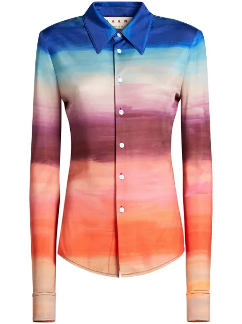 Marni gradient-effect long-sleeve shirt Blue CAMA0534A0UTV975