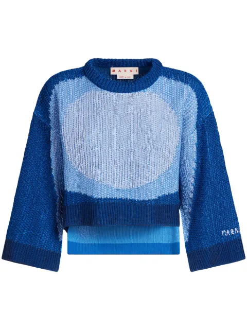 Marni intarsia-knit cotton jumper Blue GCMD0444Q0UFCB14