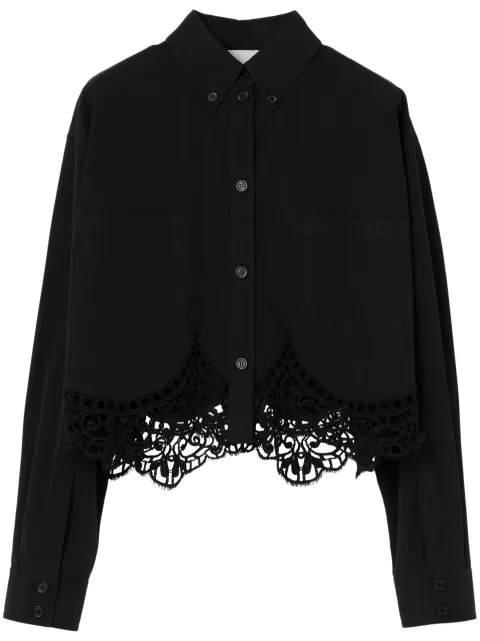 Burberry macramé cotton cropped shirt Black 8067780