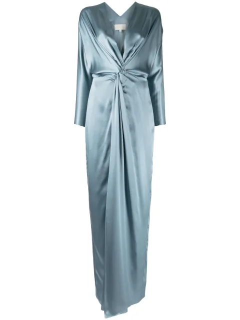 Michelle Mason twist-detail silk gown Blue M9347