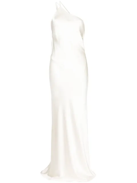 Michelle Mason single-shoulder maxi dress White M9363