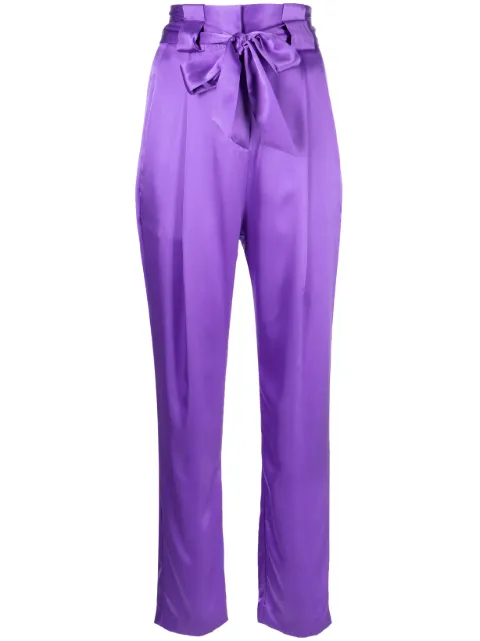 Michelle Mason high-waisted pleated silk trousers Purple M6204