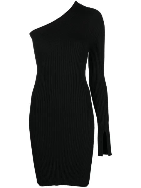 AERON off-shoulder rib-knit minidress Black AW23CRDR410436001