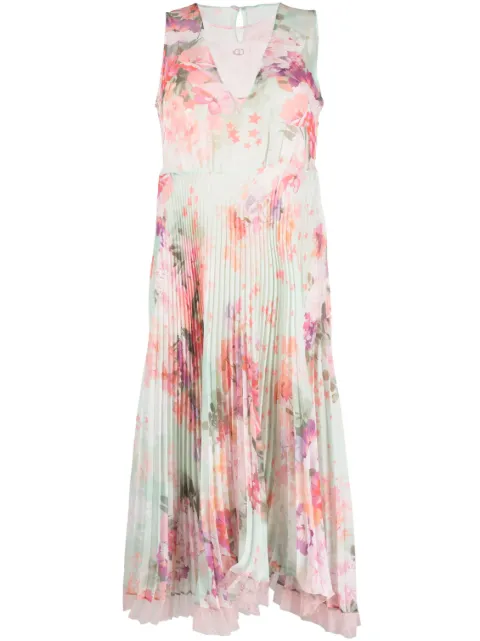 TWINSET floral pleated midi dress Pink 231TP2730