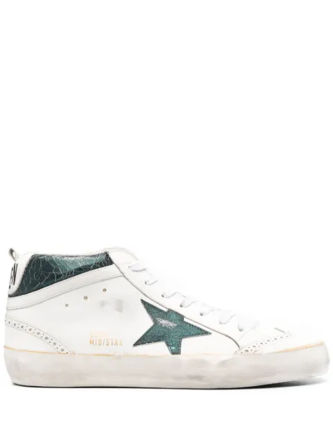 Golden Goose cracked-effect Mid Star sneakers Neutrals GMF00123F004532