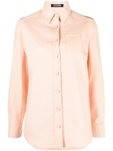 Raf Simons logo-patch long-sleeve shirt Pink 231W242100800039