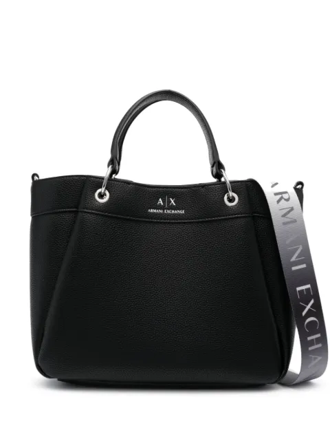 Armani Exchange logo-print leather tote Black 942911CC78300020