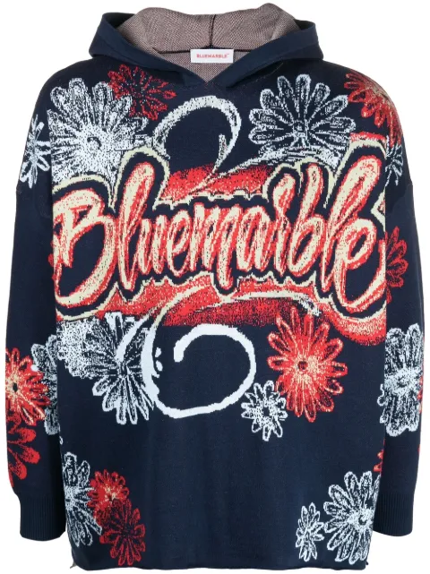 BLUEMARBLE graphic-print hoodie Blue HO10KN14A23