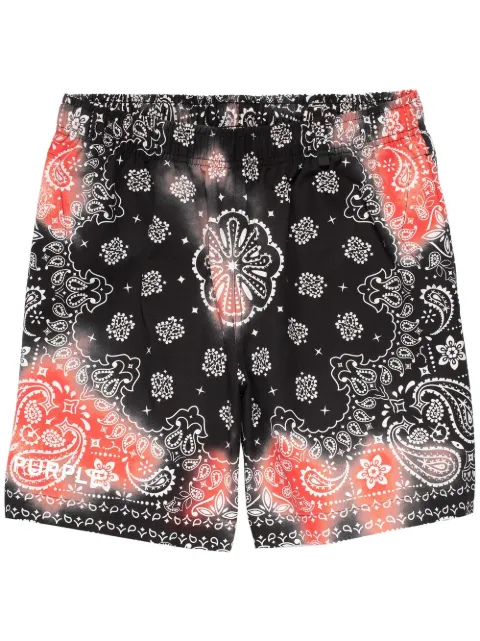Purple Brand paisley-print bleached shorts Black P504ARPP223