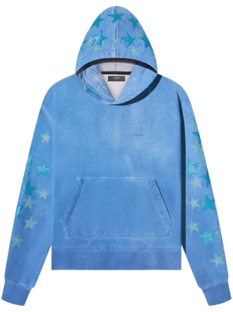 AMIRI spray-paint-effect cotton hoodie Blue PS23MJG031957