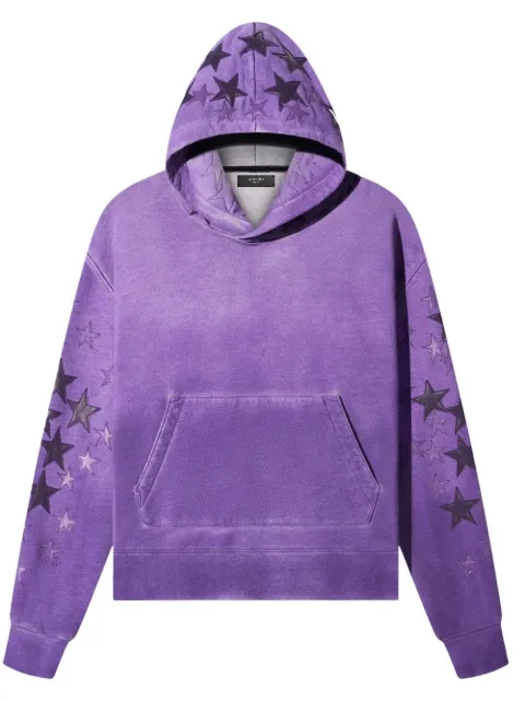 AMIRI star-patch spray-paint-effect hoodie Purple PS23MJG031958