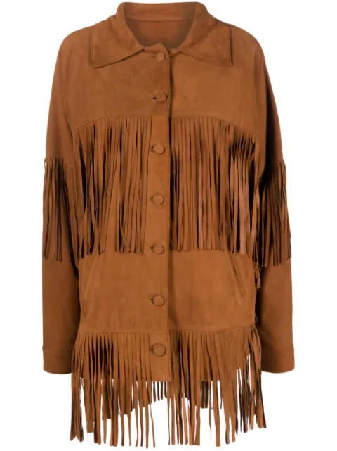DANCASSAB Loretta fringed leather jacket Brown DCAT21MLORCAFAF