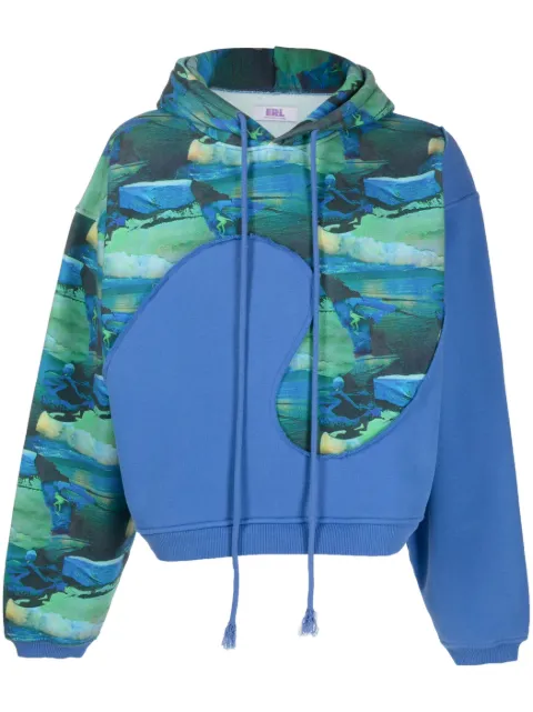 ERL abstract-print long-sleeved hoodie Blue ERL06T038