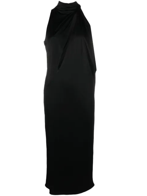 Versace slashed halterneck midi dress Black 10100031A00572