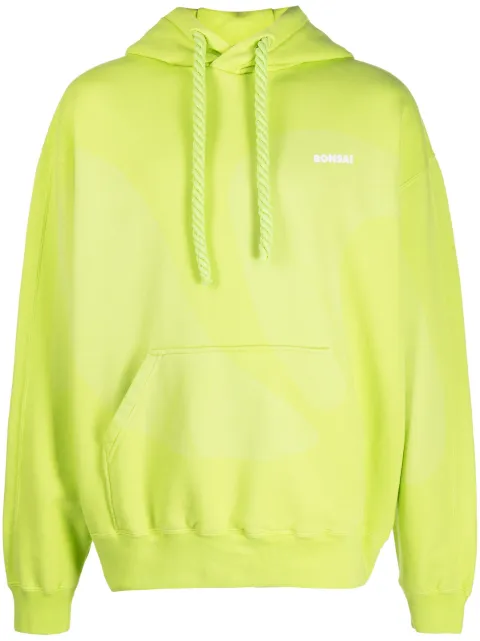 Bonsai logo-print drawstring hoodie Green SW003003