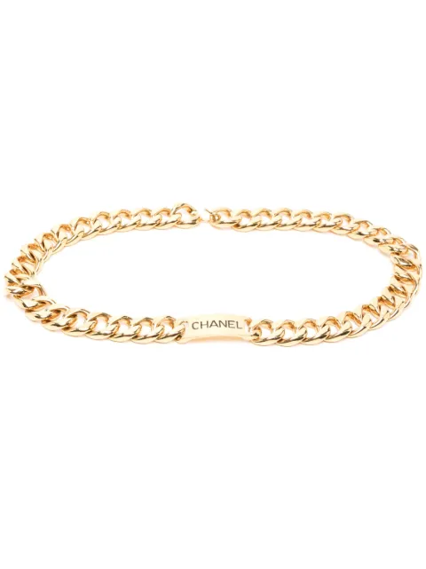 CHANEL Pre-Owned 1990-2000s logo-plaque chain belt Gold BE26642