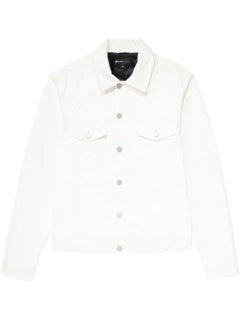 Purple Brand leather trucker jacket White P028LCTW223