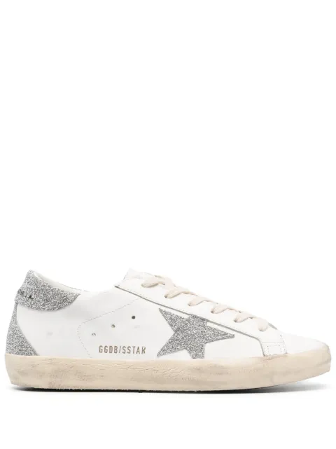Golden Goose Super-Star trainers with silver Swarovski crystal star and heels tab White GWF00102F004688