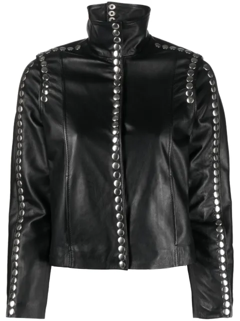 DANCASSAB Elvis stud-detailing leather jacket Black DCPF19MELVNEGSA
