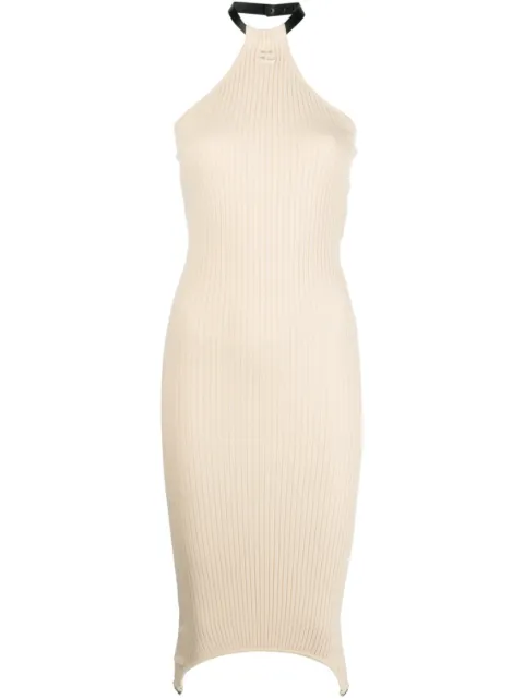 Courrèges ribbed-knit halterneck dress Neutrals 123MRO185FI0021