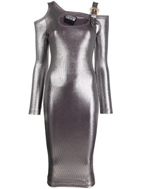 Versace Jeans Couture metallic cut-out dress Silver 74HAO977J0061