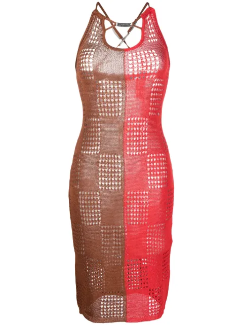 Andersson Bell two-tone open-knit dress Red ATB935W