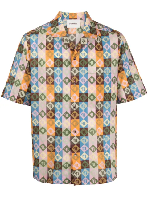 Nanushka Bodil diamond check-print shirt Orange NU23BCSH00216