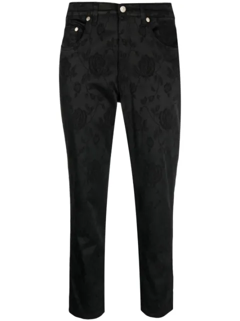 Versace Pre-Owned 2000s floral-jacquard cropped trousers Black VER250ZX