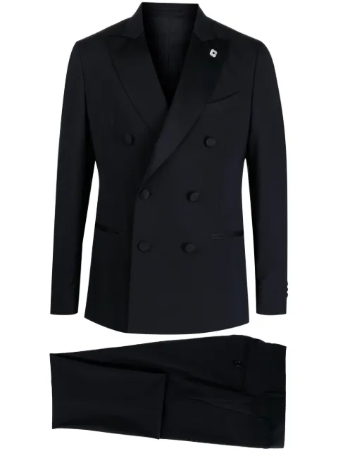 Lardini double-breasted wool suit Blue EP7710E3EPE60307