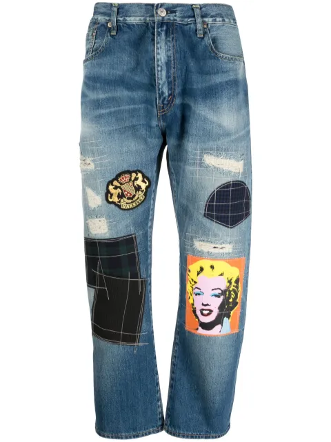 Junya Watanabe MAN Patchwork cropped jeans Blue WKP211