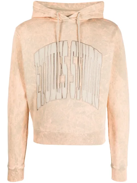 Études Studio embroidered-logo bleach hoodie Orange E23MM280A01497