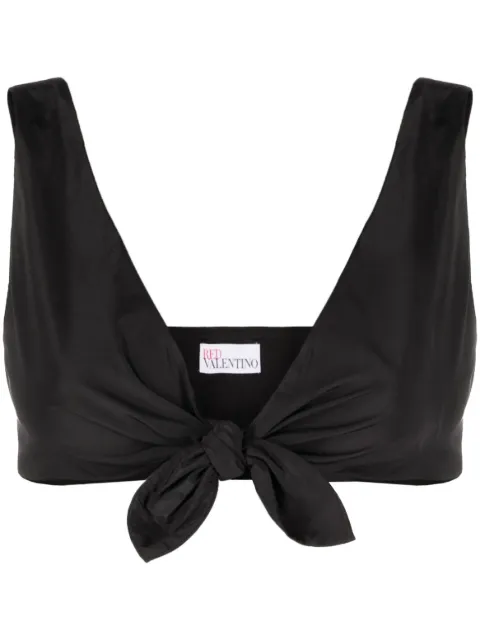 RED Valentino tie-front cropped tank top Black RAED851FP