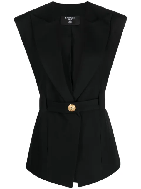 Balmain sleeveless single-breasted jacket Black AF1SA141WB05