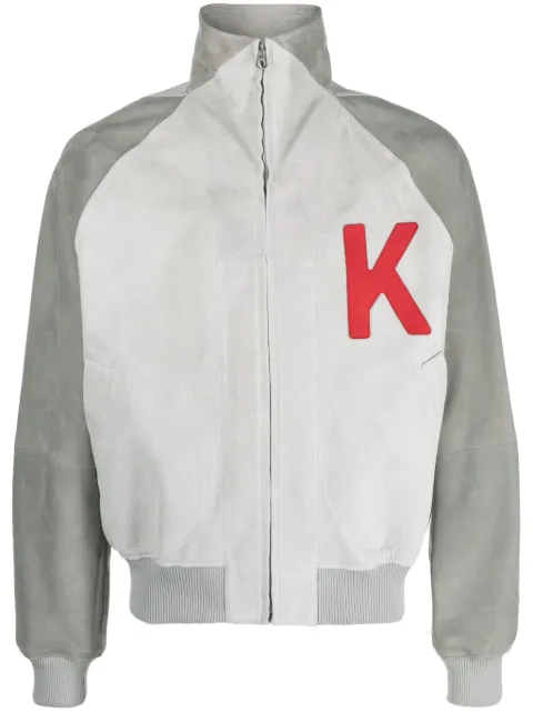 Kenzo colour-block logo-print bomber jacket Grey FD55LB1410AD