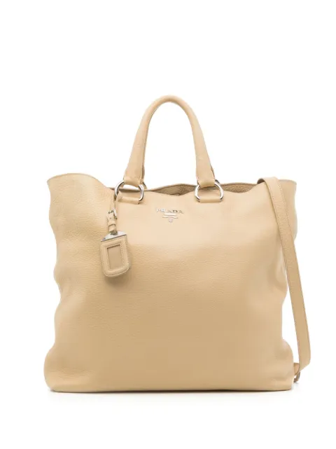 Prada Pre-Owned logo-lettering two-way bag Yellow DPDEPRATOTE7059