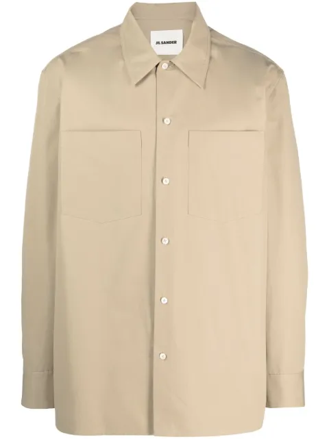 Jil Sander long-sleeve cotton shirt Neutrals J22DL0108J45002