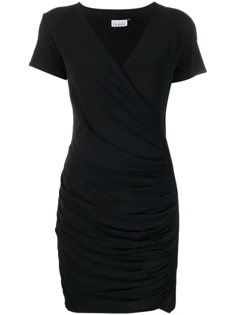 Gianfranco Ferré Pre-Owned 2000s gathered detailing short-sleeved dress Black GFFE250PP