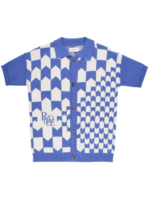 RHUDE Racing Checkered knitted polo shirt Blue RHSS23PO04822359