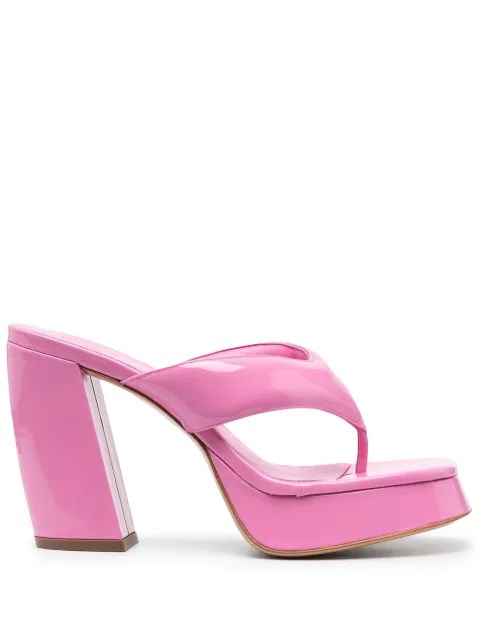 GIABORGHINI glossy-finish square-toe sandals Pink GIA17P2500