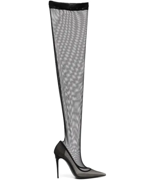 Dolce & Gabbana Lollo thigh-high tulle boots Black CU0973AL786