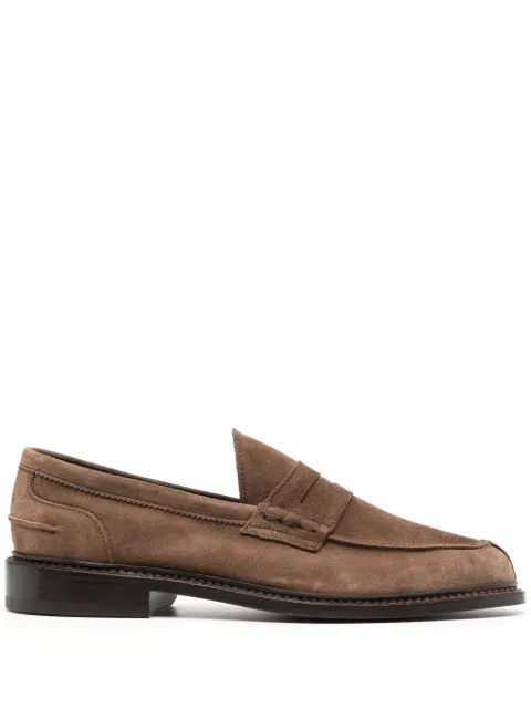 Tricker's penny-slot calf-suede loafers Brown 79562