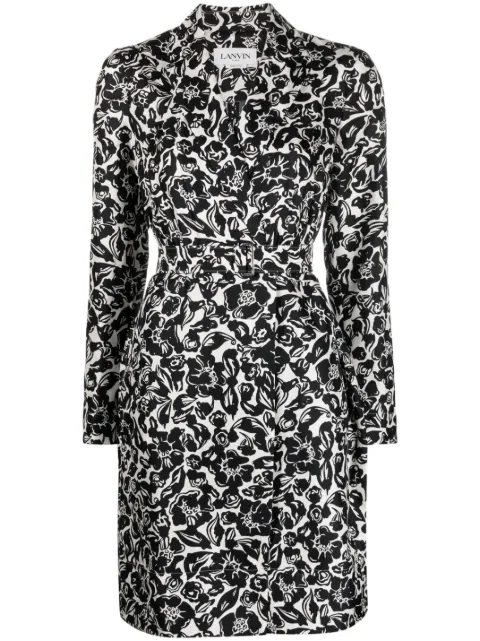 Lanvin floral-print belted silk dress Black RWDR00135615P23