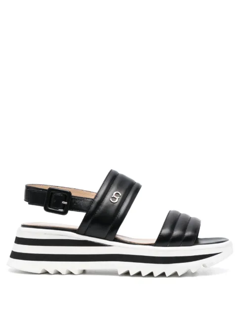 Casadei logo-print wedge sandals Black 30611PMNTE