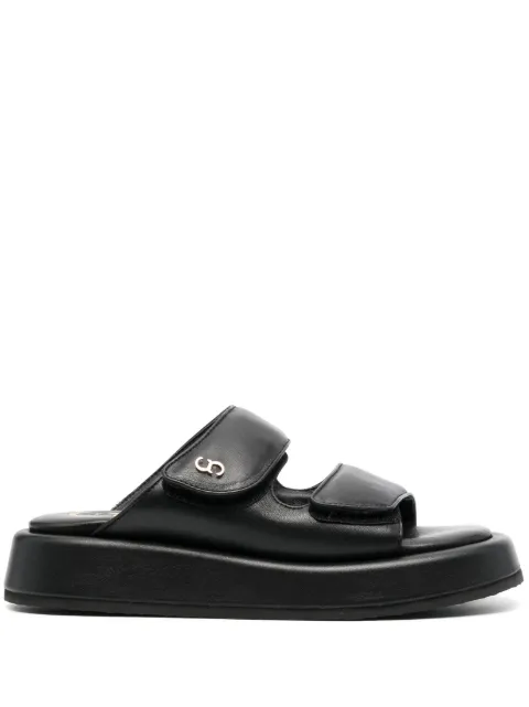Casadei Ciabatta logo-plaque slides Black 30950PNAPP