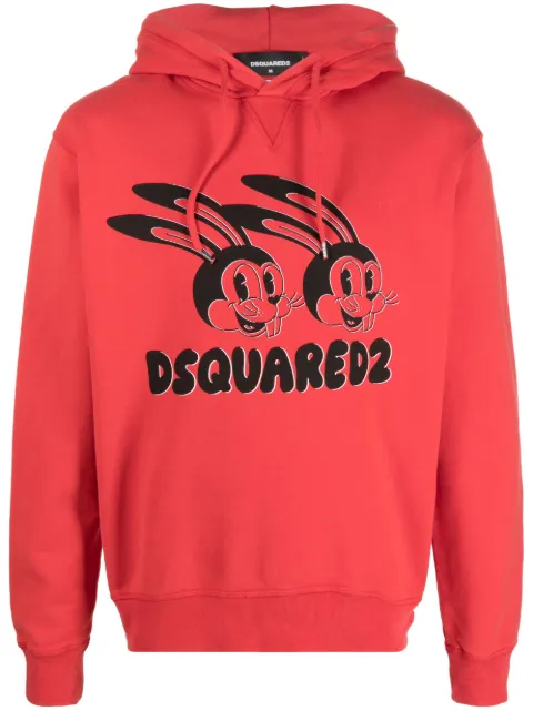 DSQUARED2 graphic-print cotton hoodie Red S74GU0705S25030